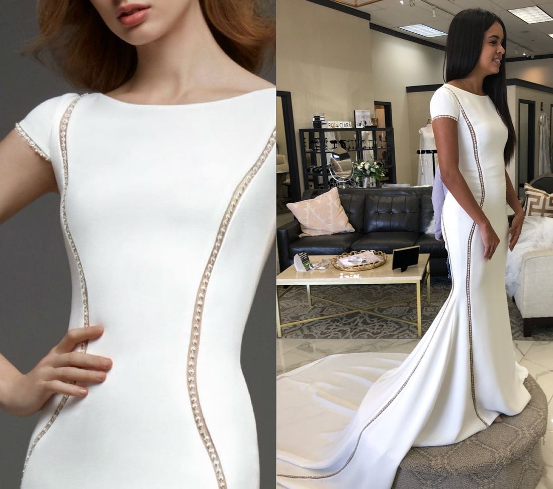 Model wearing a Coliseo gown - Desktop Image
